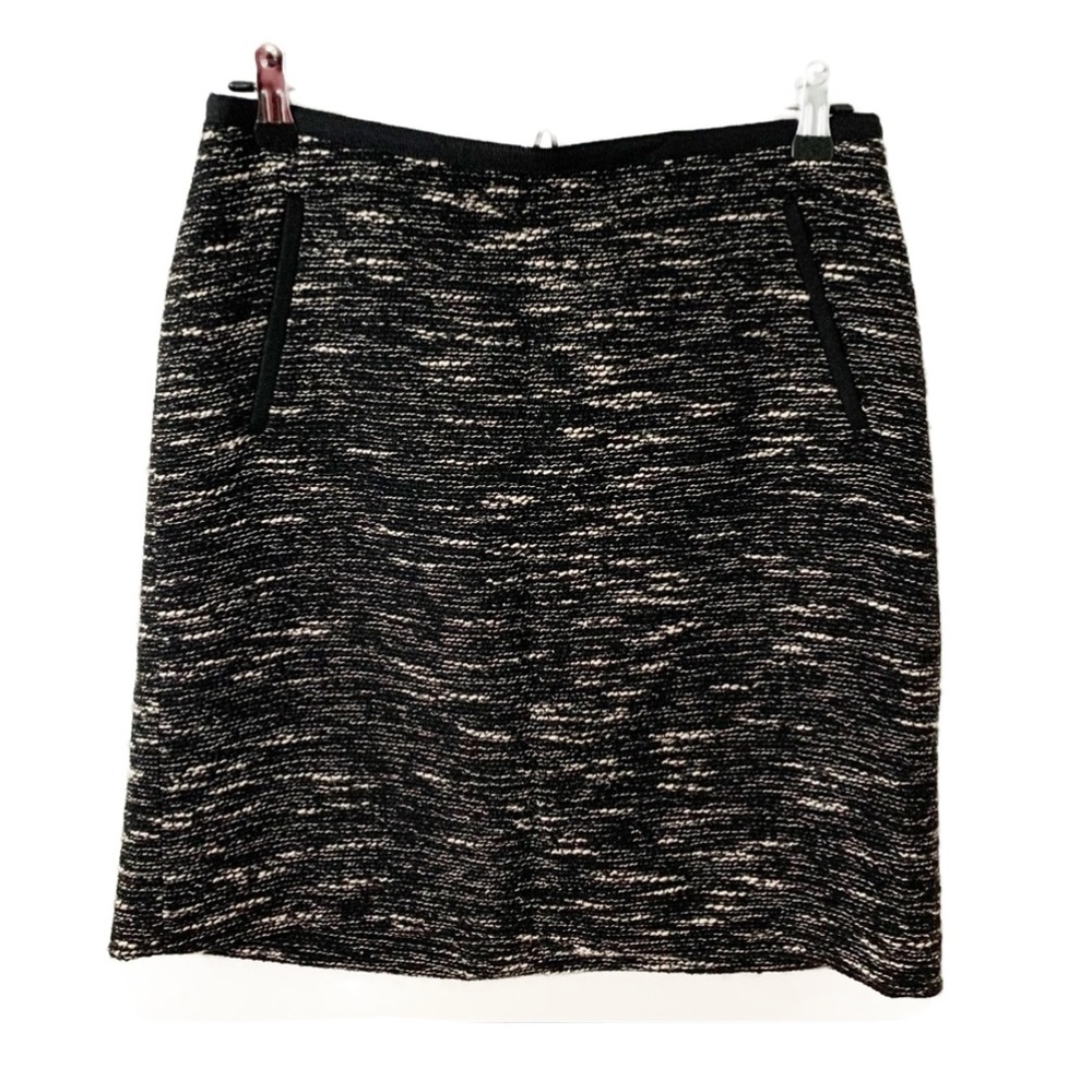 Talbots Petites Fully Lined Wool Blend Tweed Mini Skirt Black and White Career